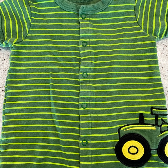 John Deere Tractor Green Striped Kids One Piece romper 9/12 months - Picture 6 of 7